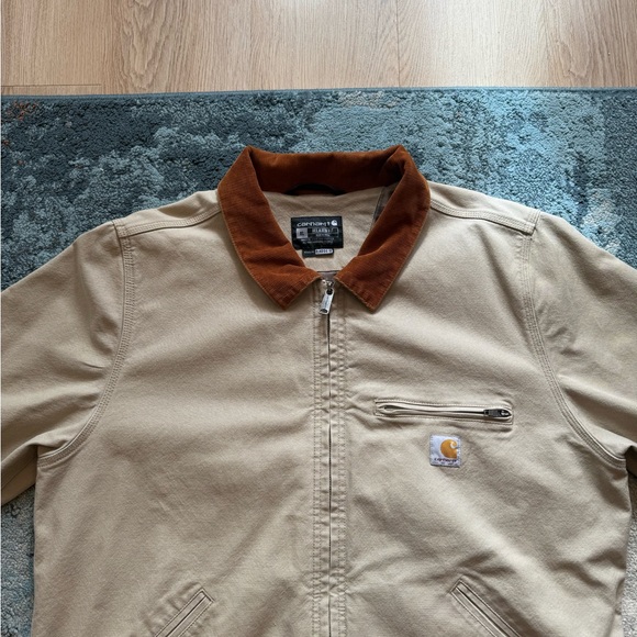 Carhartt Tan Work Jacket with Brown Corduroy Collar - Picture 2 of 6